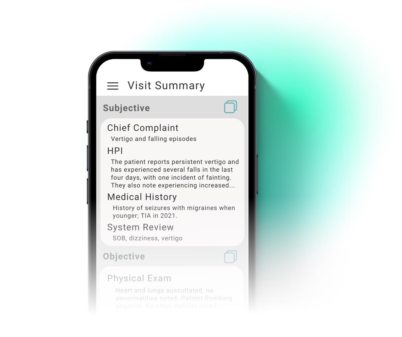 phone with SOAP note